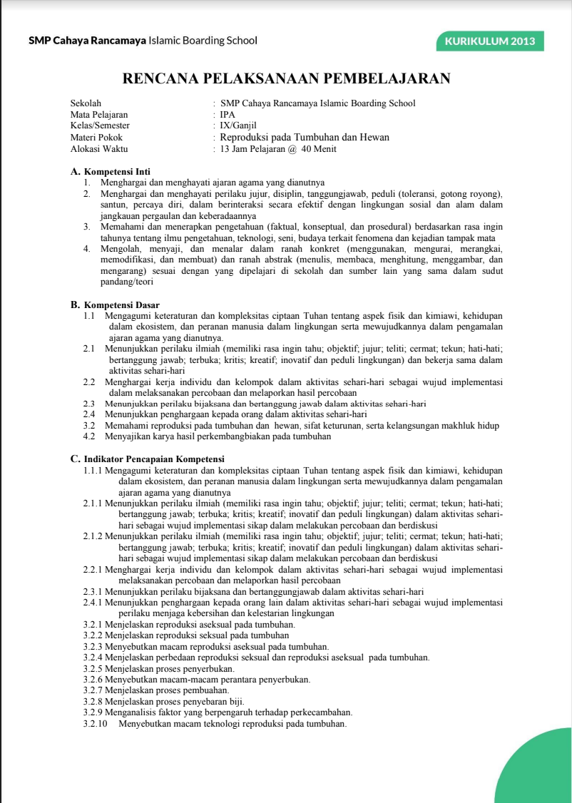 Rencana Pelaksanaan Pembelajaran